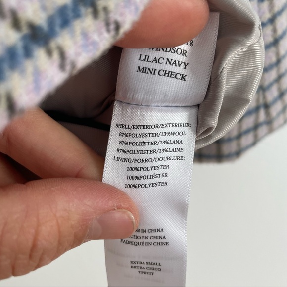 Rails Windsor Lilac Navy Mini Check Blazer Wool Blend Academia Office Size XS - Picture 13 of 15
